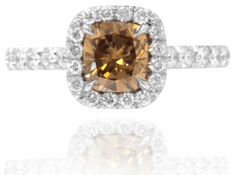 A LEIBISH brown diamond halo ring